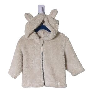 Hanna Andersson Baby Sherpa Jacket‎ Hooded with Ears Light Oat Size 6-12 months